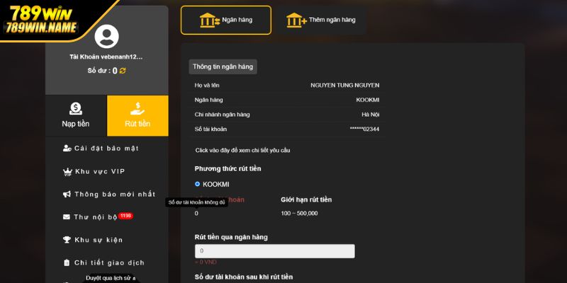 Hướng dẫn rút tiền 789WIN
